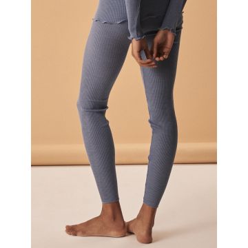 Merinowolle-Seidemischung Leggings aus Rippjersey von oscalito in jeansblau  - Shirt ist nicht im Lieferumfang enthalten