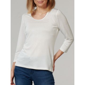 Cinda 3/4-Arm Shirt mit Seide und Leinen weiss