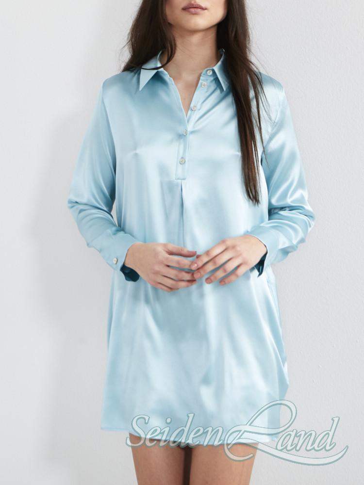 Sleepshirt Sloane Street Eva B. Bitzer Seide blau schwarz oder weiss Langarm